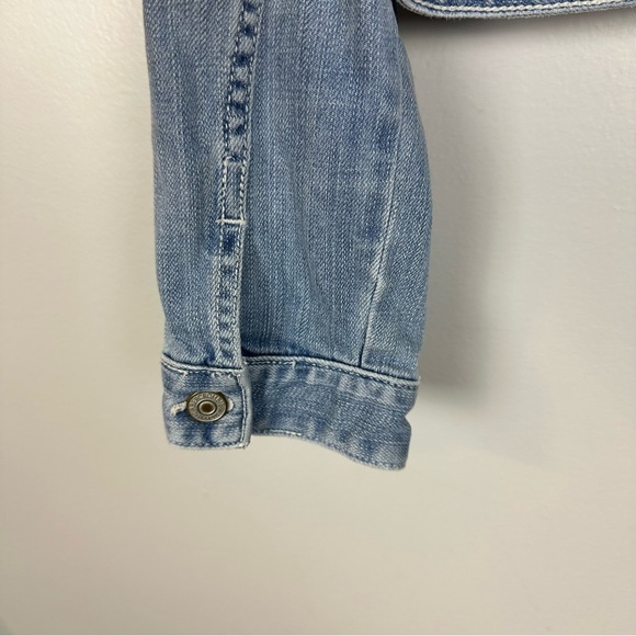 Abercrombie & Fitch Jean Jacket Womens Small Blue Cropped Distressed Denim Y2K - Picture 6 of 11
